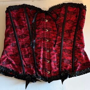 Elegant Red and Black Lace Corset